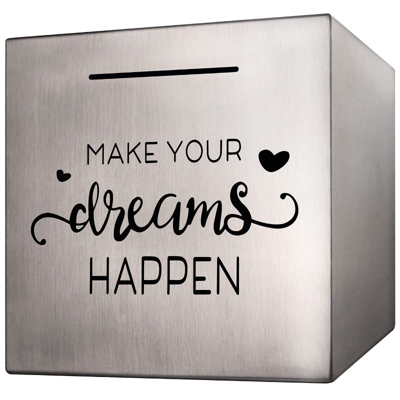 HuaArt Piggy Bank Made of Stainless Steel  Piggy Banks for Adults Coin Bank Can Only Save The Piggy Bank That Cannot be Taken Out (7.8""X7.8""X7.8"") - Image 1